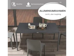 Outsunny Gartentische|Gartentisch Lamellendesign Pflegeleicht für 6 Personen