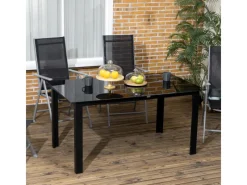 Gartentisch mit Glastischplatte Wetterbeständig Leicht Abwischbar*Outsunny Discount