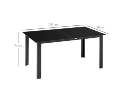 Gartentisch mit Glastischplatte Wetterbeständig Leicht Abwischbar*Outsunny Discount