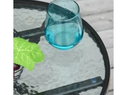 Outsunny Gartentische|Gartentisch mit Glastischplatte Rund Klappbar und Sicherheitsschnalle