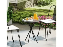 Outsunny Gartentische|Gartentisch Rund Stahl Metall 60 x 70H cm Schwarz