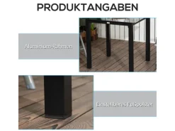 Gartentisch Wasserfest Verstellbare Füße Rustikale Optik*Outsunny Hot