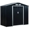 Outsunny Gartenschränke|Gerätehaus mit Pultdach Stahl Kohlegrau 213L x 130B x 185H cm