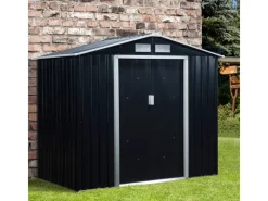 Outsunny Gartenschränke|Gerätehaus mit Pultdach Stahl Kohlegrau 213L x 130B x 185H cm