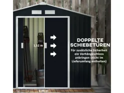 Outsunny Gartenschränke|Gerätehaus mit Pultdach Stahl Kohlegrau 213L x 130B x 185H cm