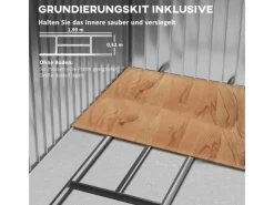 Outsunny Gartenschränke|Gerätehaus mit Pultdach Stahl Kohlegrau 213L x 130B x 185H cm