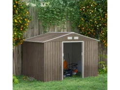 Outsunny Gartenschränke|Gerätehaus mit Pultdach Stahl Braun 277L x 195B x 192H cm