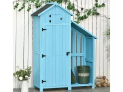 Gerätehaus Tannenholz Himmelblau 130L x 54,5B x 180H cm*Outsunny Online