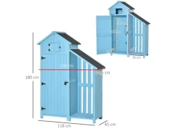 Gerätehaus Tannenholz Himmelblau 130L x 54,5B x 180H cm*Outsunny Online