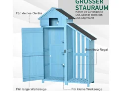 Gerätehaus Tannenholz Himmelblau 130L x 54,5B x 180H cm*Outsunny Online