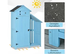 Gerätehaus Tannenholz Himmelblau 130L x 54,5B x 180H cm*Outsunny Online