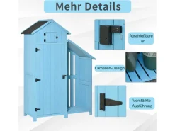 Gerätehaus Tannenholz Himmelblau 130L x 54,5B x 180H cm*Outsunny Online