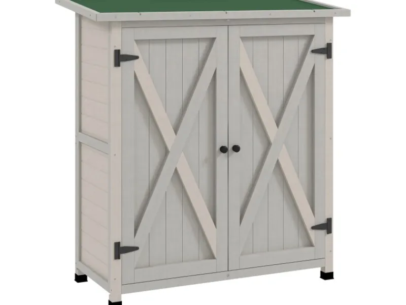 Geräteschuppen Tannenholz Hellgrau 110L x 55B x117H cm*Outsunny Sale