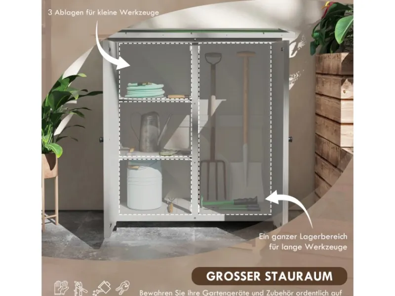 Geräteschuppen Tannenholz Hellgrau 110L x 55B x117H cm*Outsunny Sale