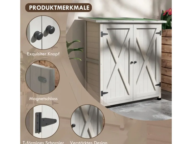 Geräteschuppen Tannenholz Hellgrau 110L x 55B x117H cm*Outsunny Sale
