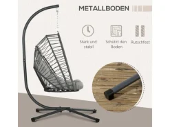 Hängesessel Stahl PE Rattan Hellgrau 100L x 131B x 194H cm*Outsunny Online