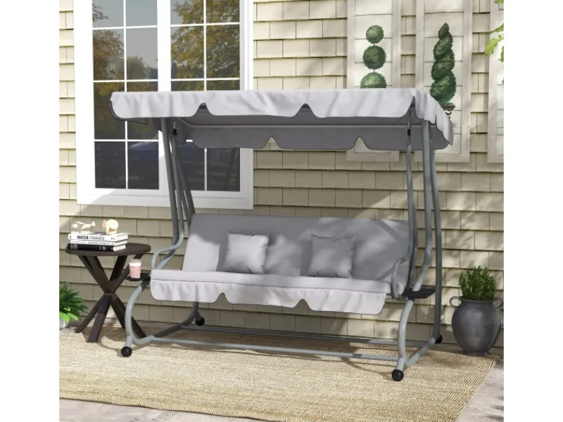 Hollywoodschaukel mit Liegefunktion 200 x 120 x 164 cm Hellgrau*Outsunny