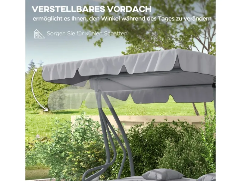 Hollywoodschaukel mit Liegefunktion 200 x 120 x 164 cm Hellgrau*Outsunny