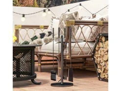 Kaminbesteck Set 5 teilig Kaminzubehör Metall Schwarz*Outsunny Online