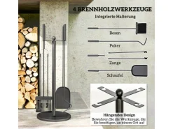 Kaminbesteck Set 5 teilig Kaminzubehör Metall Schwarz*Outsunny Online