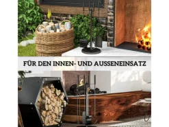 Kaminbesteck Set 5 teilig Kaminzubehör Metall Schwarz*Outsunny Online