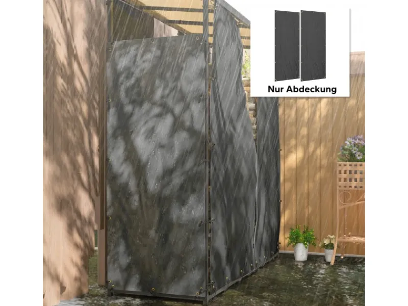 Outsunny Kaminholzregale|Kaminholzregal Abdeckung 2er-Set Wasserdicht Polyester Schwarz