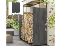 Outsunny Kaminholzregale|Kaminholzregal Abdeckung 2er-Set Wasserdicht Polyester Schwarz