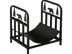 Outsunny Kaminholzregale|Kaminholzregal Brennholzregal mit Griffe Metall Schwarz