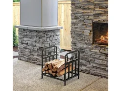 Outsunny Kaminholzregale|Kaminholzregal Brennholzregal mit Griffe Metall Schwarz