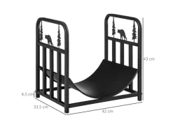 Outsunny Kaminholzregale|Kaminholzregal Brennholzregal mit Griffe Metall Schwarz