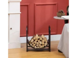 Outsunny Kaminholzregale|Kaminholzregal Brennholzregal mit Griffe Metall Schwarz