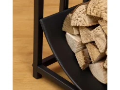 Outsunny Kaminholzregale|Kaminholzregal Brennholzregal mit Griffe Metall Schwarz