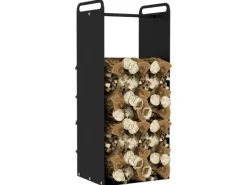 Outsunny Kaminholzregale|Kaminholzregal Brennholzregal für Outdoor Indoor Stahl Schwarz