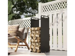 Outsunny Kaminholzregale|Kaminholzregal Brennholzregal für Outdoor Indoor Stahl Schwarz