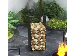 Outsunny Kaminholzregale|Kaminholzregal Brennholzregal für Outdoor Indoor Stahl Schwarz