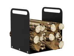 Kaminholzregal Brennholzregal mit Griffe Stahl Schwarz*Outsunny Clearance