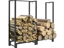 Kaminholzregal Feuerholzregal für Brennholz Stahl Schwarz*Outsunny Discount