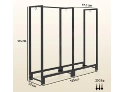 Kaminholzregal Feuerholzregal für Brennholz Stahl Schwarz*Outsunny Discount