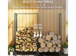 Kaminholzregal Feuerholzregal für Brennholz Stahl Schwarz*Outsunny Discount