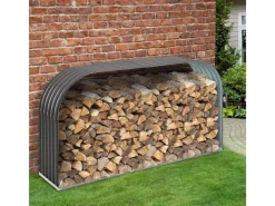 Outsunny Kaminholzregale|Kaminholzständer Holzlager Stahl Grau T212 x B46 x H112 cm