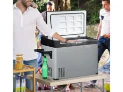 Kühlbox Kunststoff Kunststoff Gehärtetes Glas Grau+Schwarz 75L x 36B x 49,5H cm*Outsunny Clearance