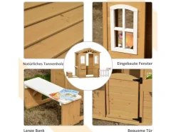 Outsunny Outdoor-Spielzeug|Kinderspielhaus Spielhaus Outdoor mit Tür für Kinder 3-6 Jahre