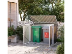 Outsunny Mülltonnenboxen|Mülltonnenbox für 2 Mülltonnen Stahl 178,5 x 104,5 x128,5/ 113cm Schwarz