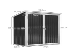 Outsunny Mülltonnenboxen|Mülltonnenbox für 2 Mülltonnen Stahl 178,5 x 104,5 x128,5/ 113cm Schwarz