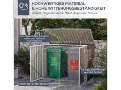 Outsunny Mülltonnenboxen|Mülltonnenbox für 2 Mülltonnen Stahl 178,5 x 104,5 x128,5/ 113cm Schwarz