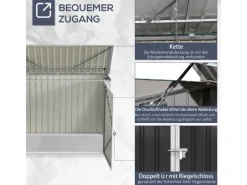 Outsunny Mülltonnenboxen|Mülltonnenbox für 2 Mülltonnen Stahl 178,5 x 104,5 x128,5/ 113cm Schwarz