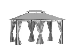 Outsunny Gartenlauben|Pavillon Stahl Polyester-Gewebe Dunkelgrau 300L x 400B x 265H cm