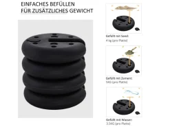 Outsunny Pavillons|Pavillongewicht HDPE Partyzelt Schwarz Ø25 x 6 cm