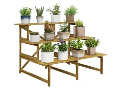 Pflanzenregal Tannenholz Verkohlt L120 x B80 x H80cm*Outsunny Online