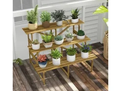  Pflanzenregal Tannenholz Verkohlt L120 x B80 x H80cm*Outsunny Online